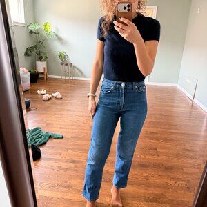 7 For All Mankind Medium Wash Straight Leg Jeans